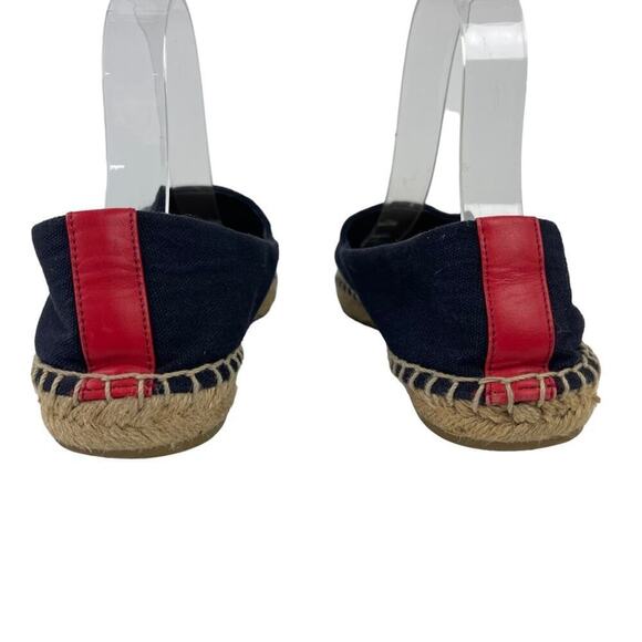 TORY BURCH Weston Navy Red Canvas Slip On Flat Espadrille Sandals Size 8M - Picture 5 of 16
